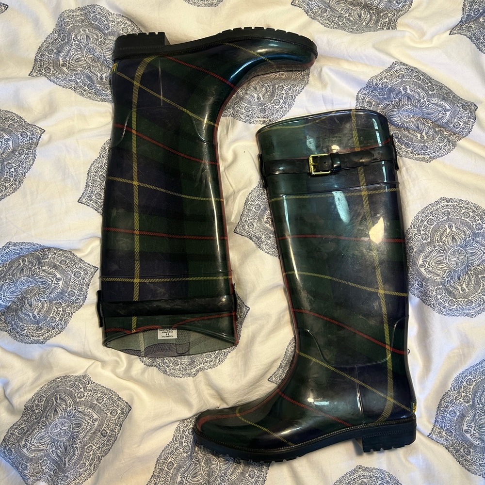 Size 9 Black and Green Ralph Lauren Rain Boots